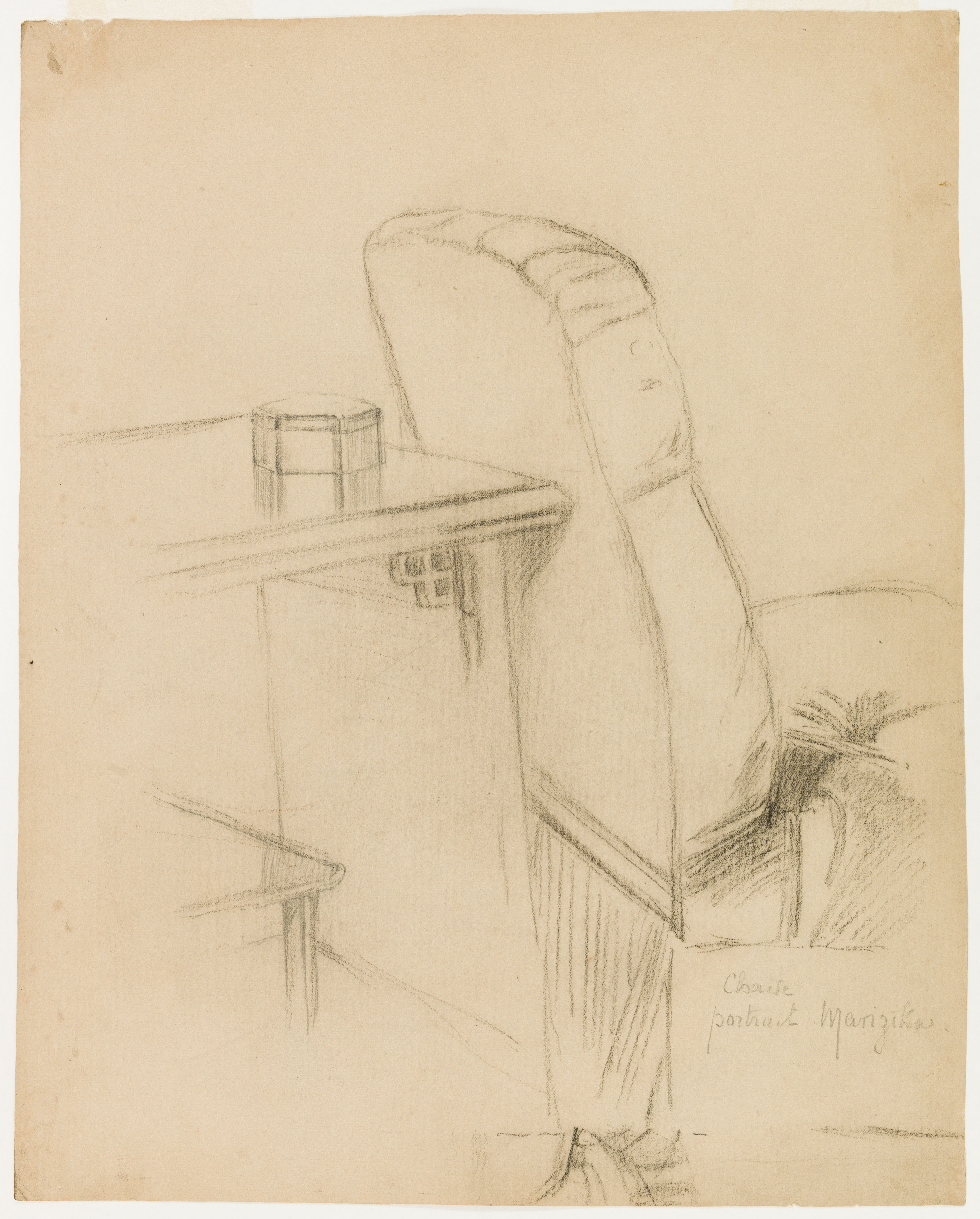 Ary Ernest Renan, Etude de chaise et de table pour le portrait de Madame Jules-François Dietz (recto)