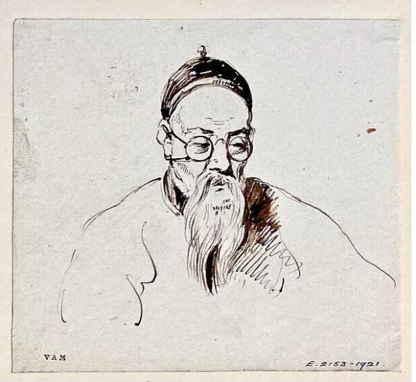 George Chinnery, A bearded Chinese man in spectacles