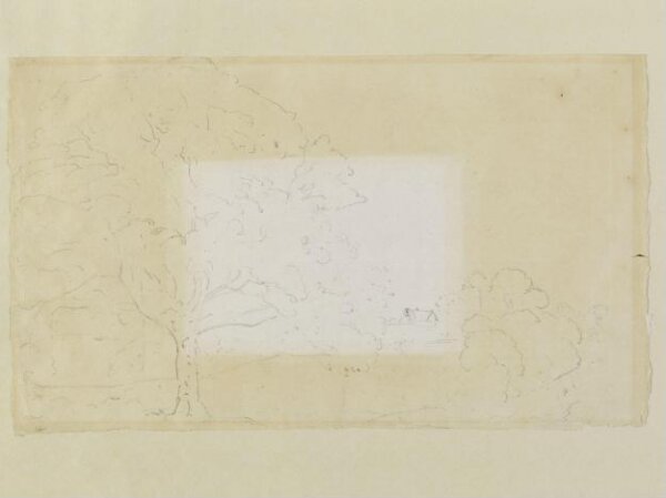 Constable, John (RA), Study of Trees with a distant farmhouse
