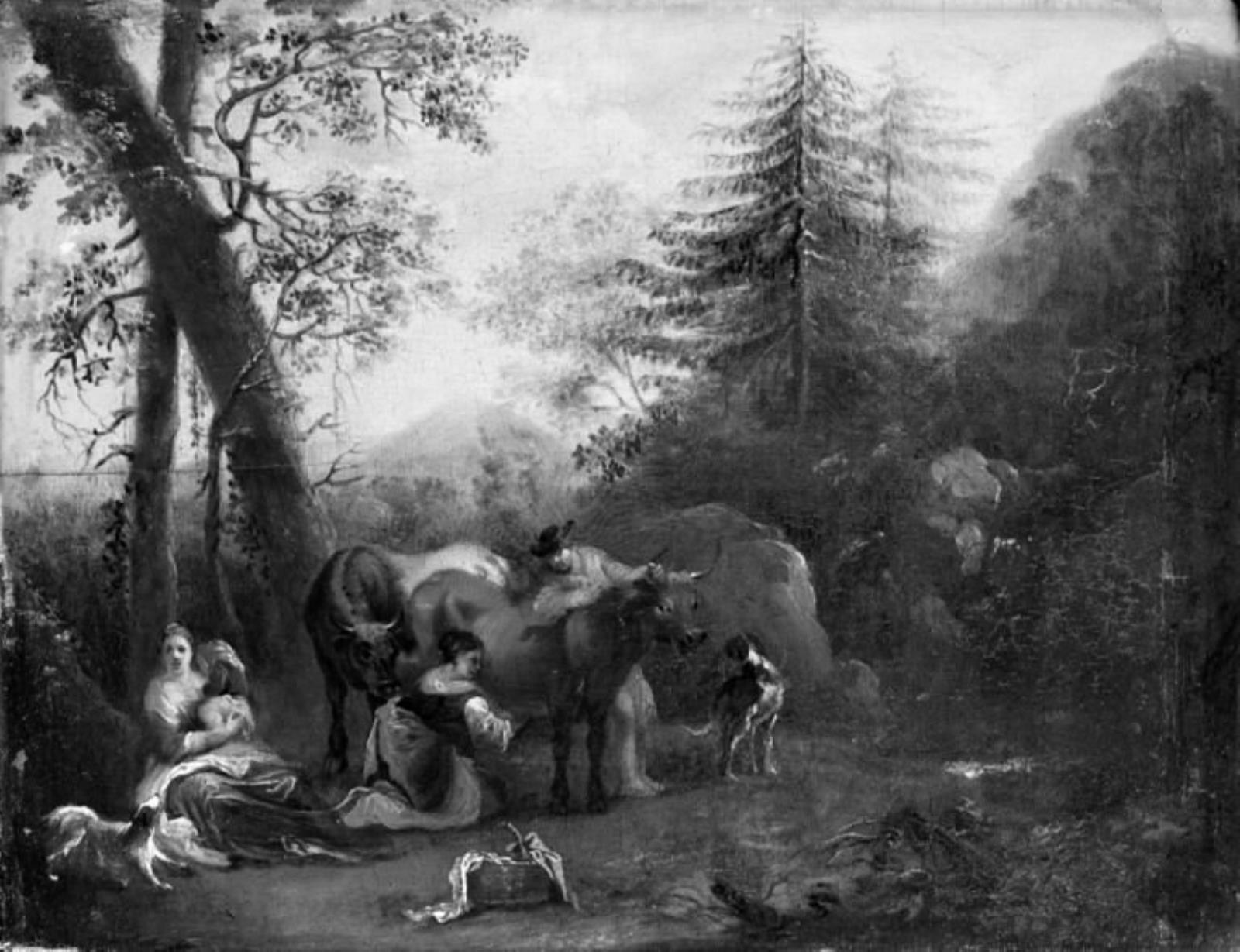 Johann Heinrich Roos, Landskab med kvæg, hyrdinden malker koen