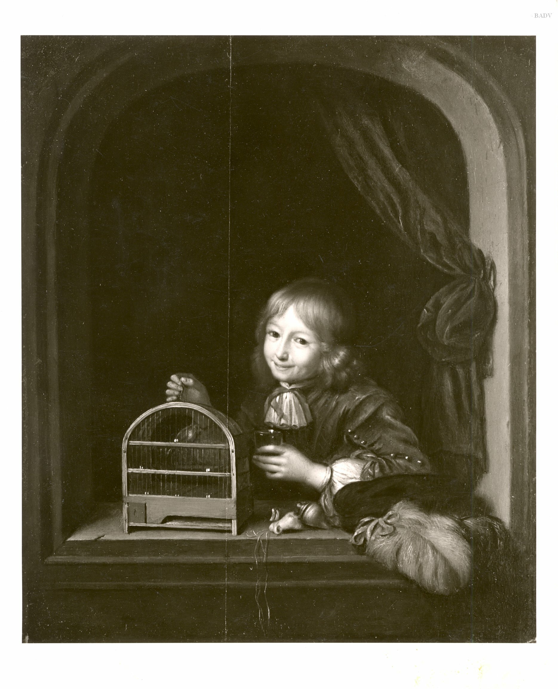 Frans van Mieris the Elder, child with bird's cage