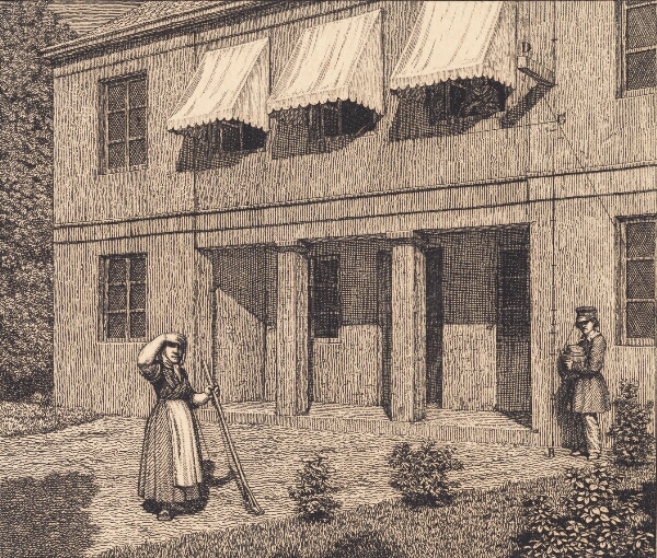 C.W. Eckersberg, Udenfor en villa. Illustration til "Linearperspectiven", Tavle V