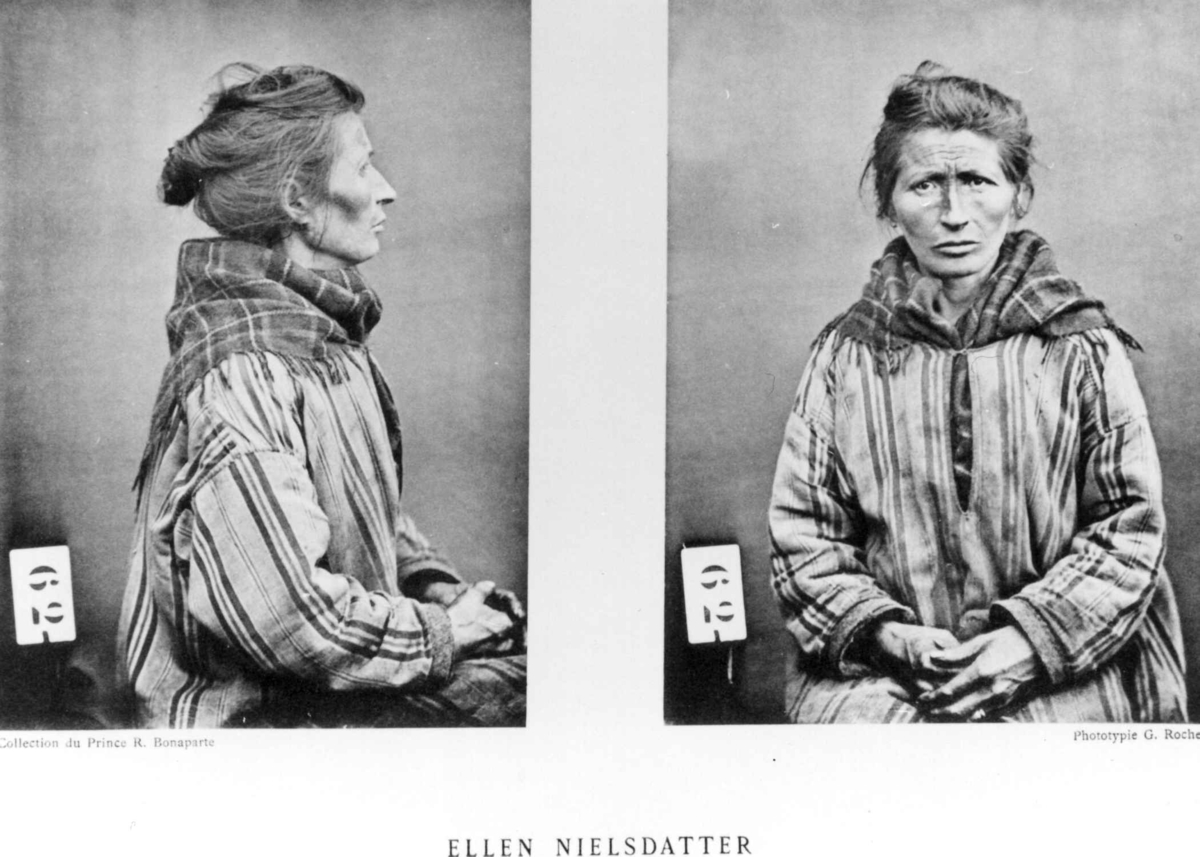 G. Roche, Roland Bonaparte sin samling. Portrett av Ellen Nielsdatter. Inngår i Bonapartes sameportretter som nr. 62. Bonaparte