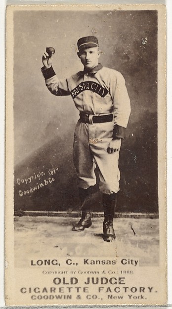 Goodwin & Company, Herman C. Long, Catcher, Kansas City Cowboys, from the Old Judge series (N172) for Old Judge Cigarettes
