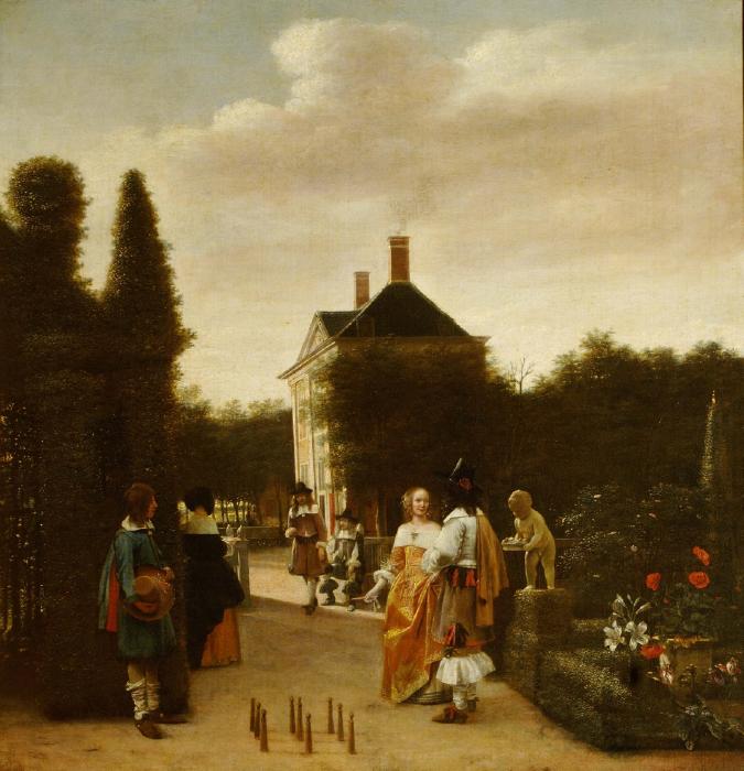 Pieter de Hooch, Skittle Players in a Garden