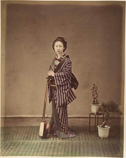 Unknown, [Japanese Woman in Traditional Dress Posing with Instrument]