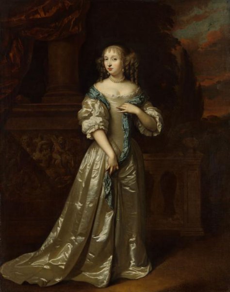Caspar Netscher, Portrait of Philippina Staunton, Wife of Roelof van Arkel (1632-1709), lord of Broeckhuijsen