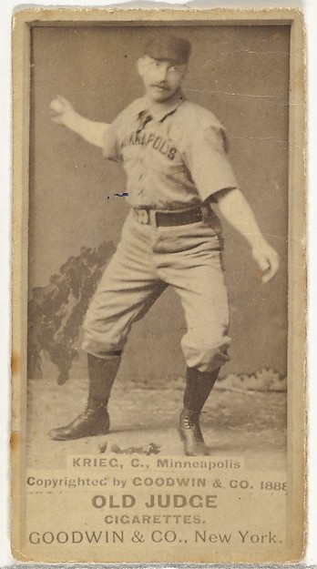 Goodwin & Company, William Frederick "Bill" Krieg, Catcher, Minneapolis, from the Old Judge series (N172) for Old Judge Cigarettes