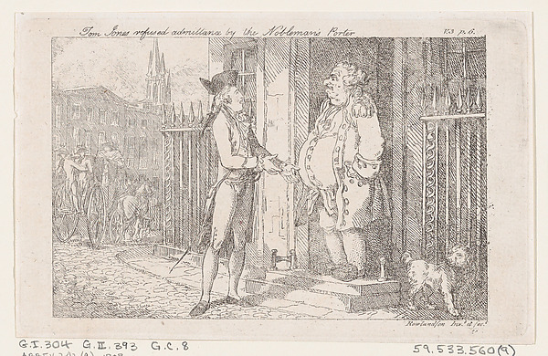 Thomas Rowlandson, Tom Jones Refused Admittance by the Nobleman's Porter, from "The History of Tom Jones, a Foundling"