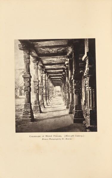 Samuel Bourne, Delhi; The Kutub Minar, Interior view of the Northern Colonnade.