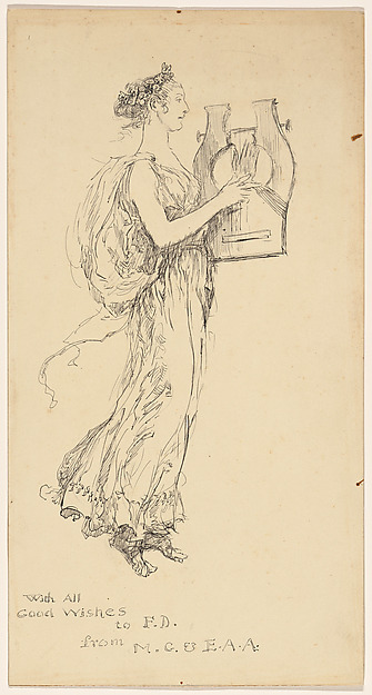 Edwin Austin Abbey, Woman in a Grecian Gown Playing a Lyre