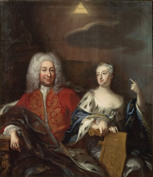 Georg Engelhard Schröder, Fredrik I, 1676-1751, konung av Sverige och hans gemål Ulrika Eleonora d.y., 1688-1741, drottning av Sverige