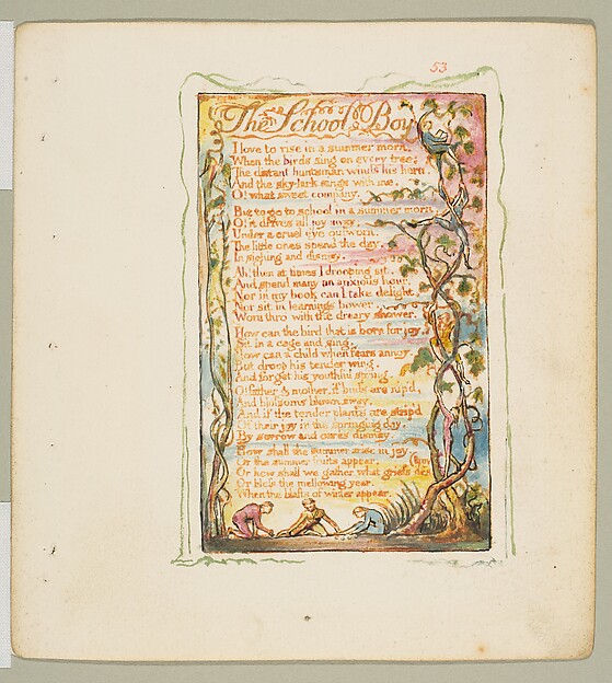 William Blake, Songs of Experience: The School Boy