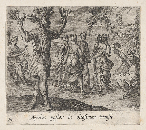 Antonio Tempesta, Plate 139: The Apulian Shepherd Changed into an Olive Tree (Apulus pastor in oleastrum transit), from Ovid's 'Metamorphoses'