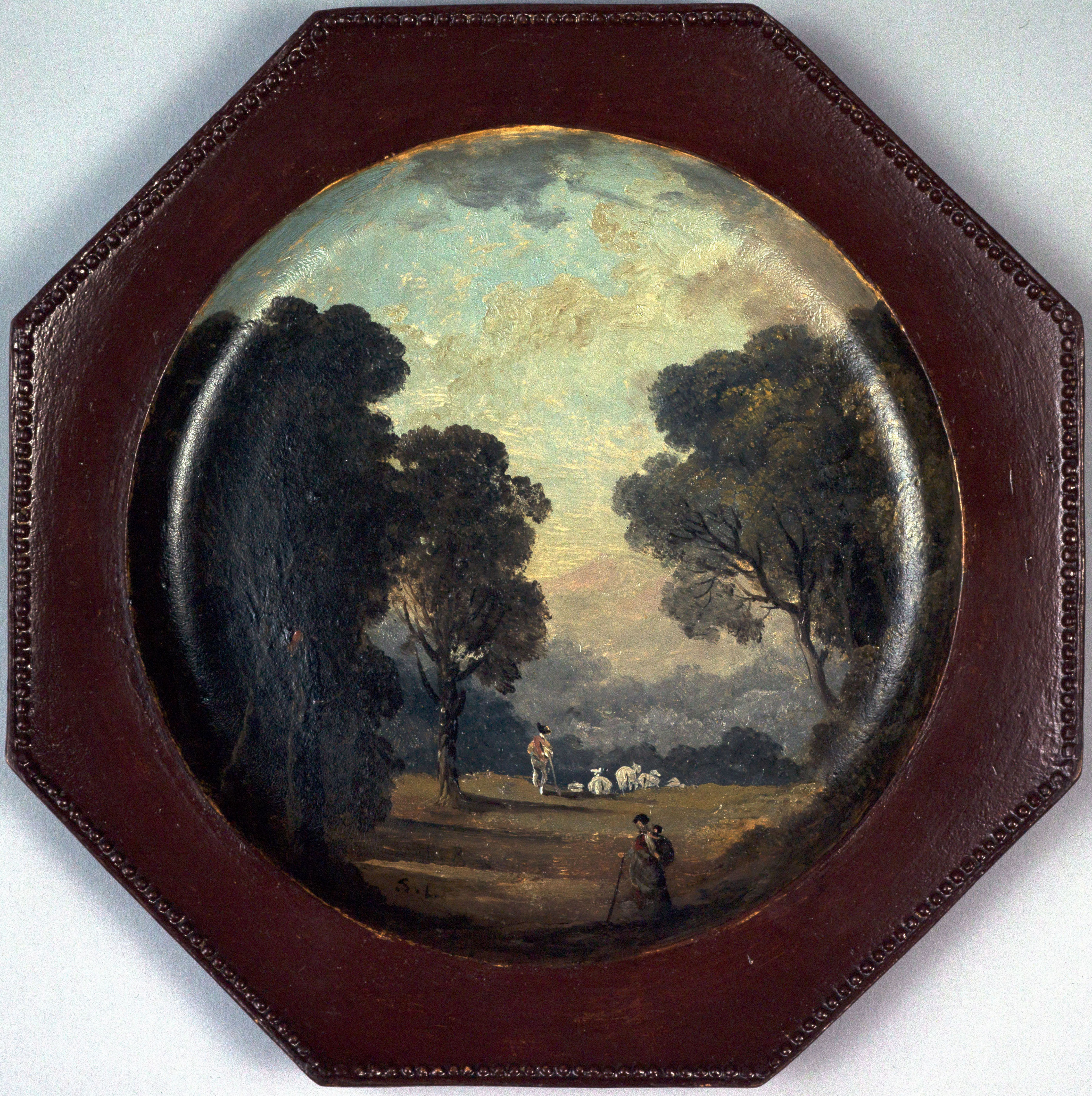 Hubert Robert, Paysage peint sur une assiette