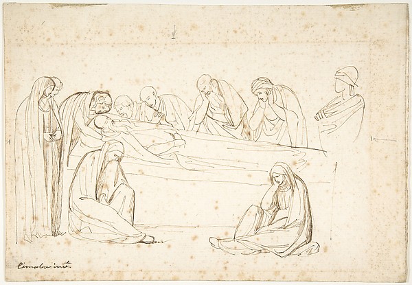 George Romney, Mourning Figures: possibly a copy after a fresco by Cimabue