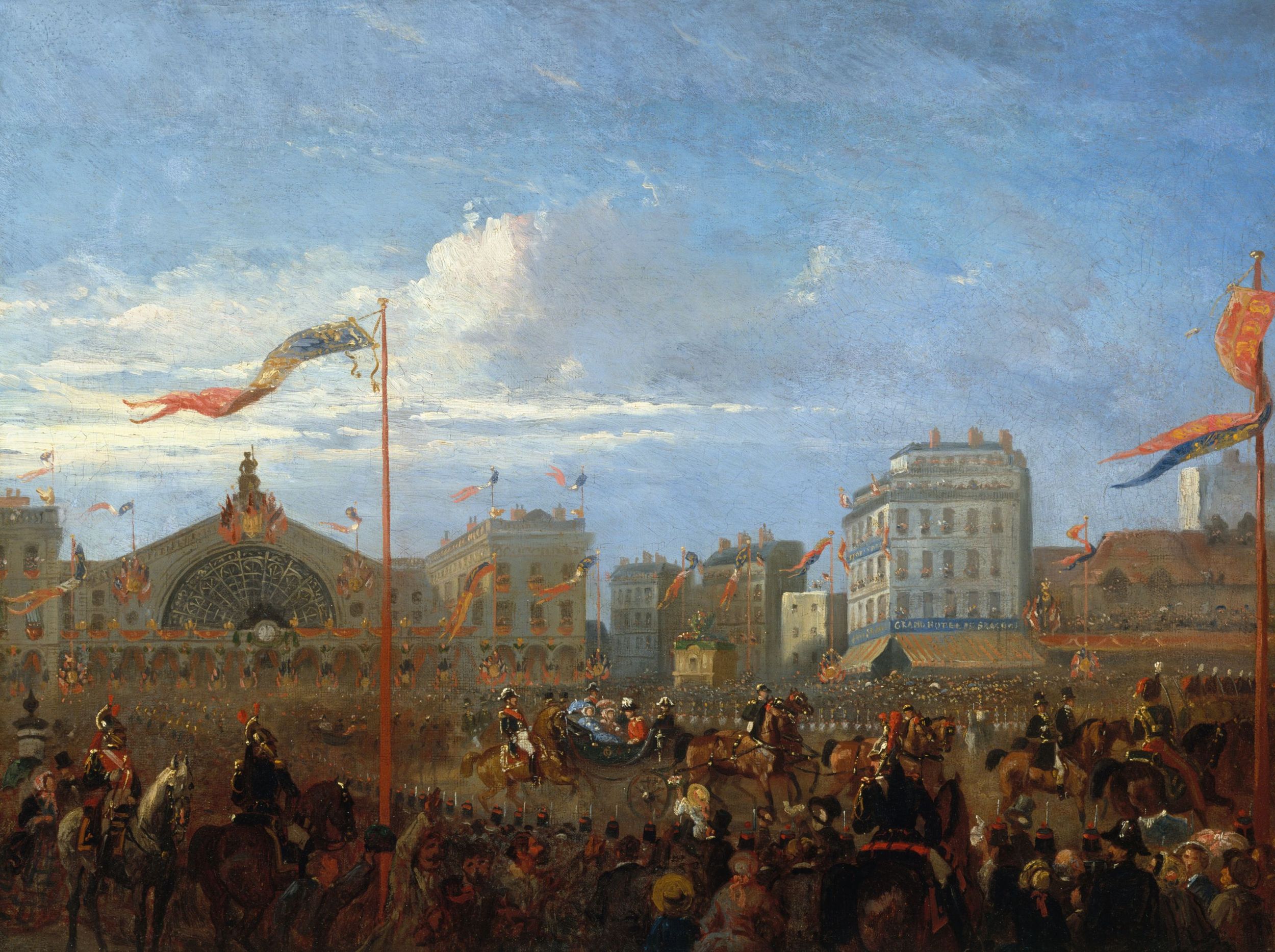 Anonyme, L'arrivée de la reine Victoria et du prince Albert à la gare de l'Est, le 18 août 1855