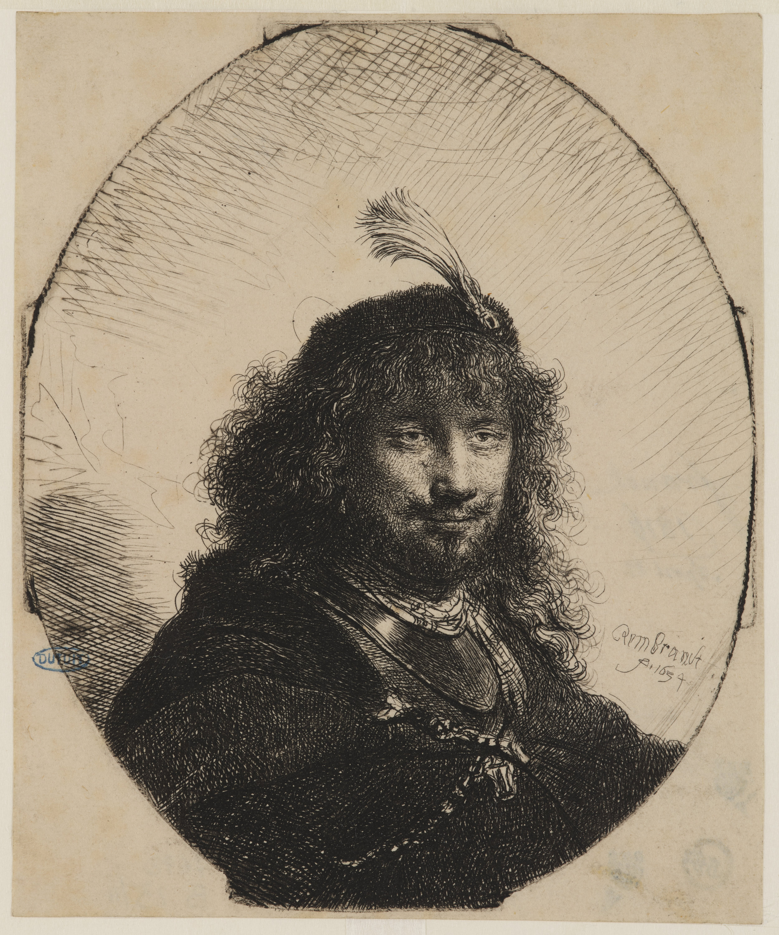 Rembrandt, Rembrandt au sabre et à l'aigrette (Bartsch 23)