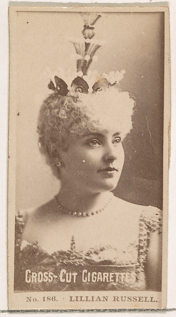 W. Duke, Sons & Co., Card Number 186, Lillian Russell, from the Actors and Actresses series (N145-2) issued by Duke Sons & Co. to promote Cross Cut Cigarettes