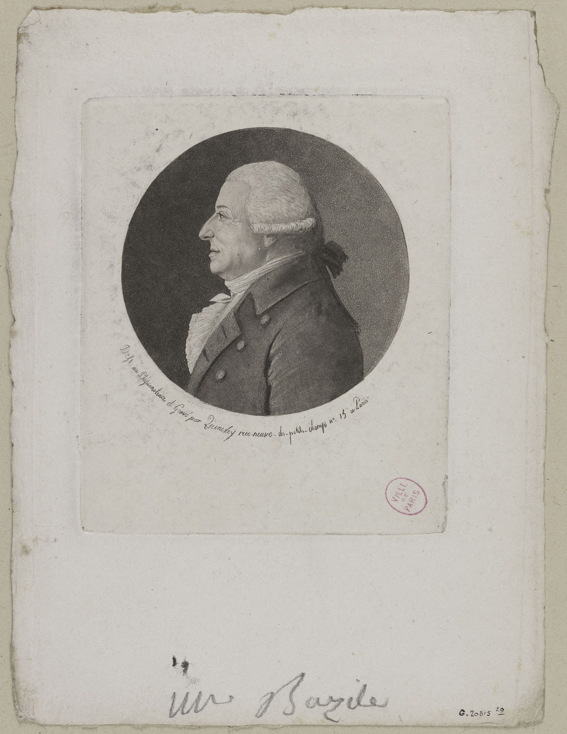 Edmé Quenedey, Portrait de Monsieur Bazile