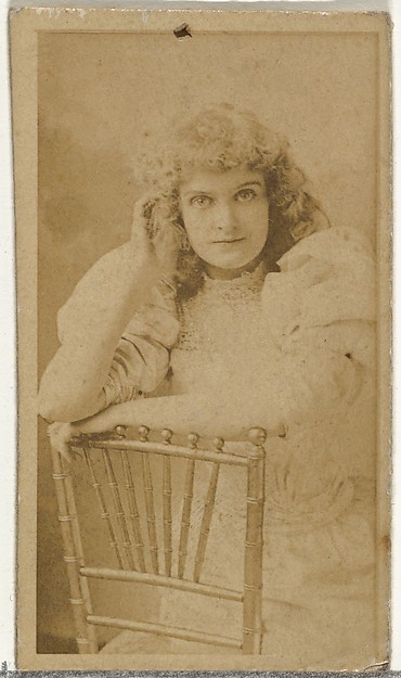 W. Duke, Sons & Co., [Actress posing on chair], from the Actors and Actresses series (N145-8) issued by Duke Sons & Co. to promote Duke Cigarettes