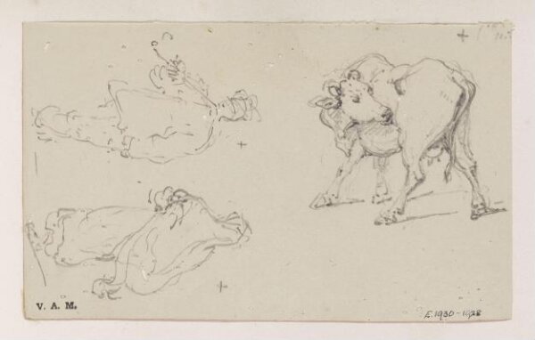 George Chinnery, Two figure studies, and a calf