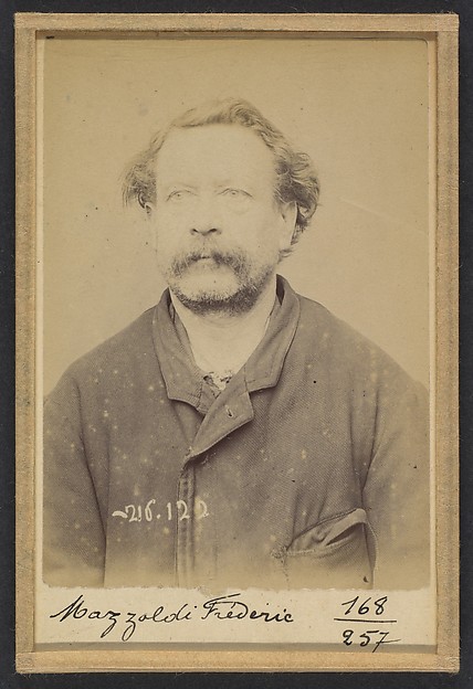 Alphonse Bertillon, Mazoldi. Frédéric, Jean-Baptiste. 54 ans, né à Bicroz (Autriche). Ferblantier. Anarchiste. 23/3/94.