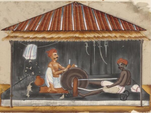 Unknown, One of eleven paintings depicting craftsmen and their shops.