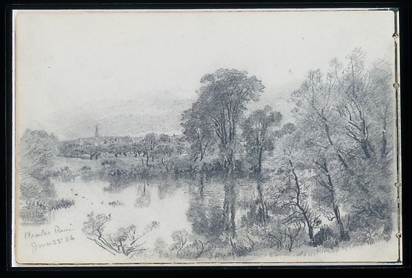 William Trost Richards, Charles River, Cambridge, Massachusetts (from Sketchbook of New England and Pennsylvania Landscape and Marine Subjects)