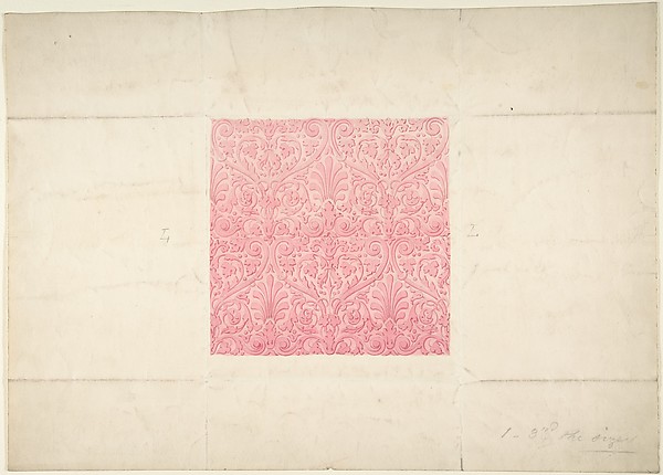 Anonymous, British, 19th century, Design for Ornament, possibly Flocked Wallpaper