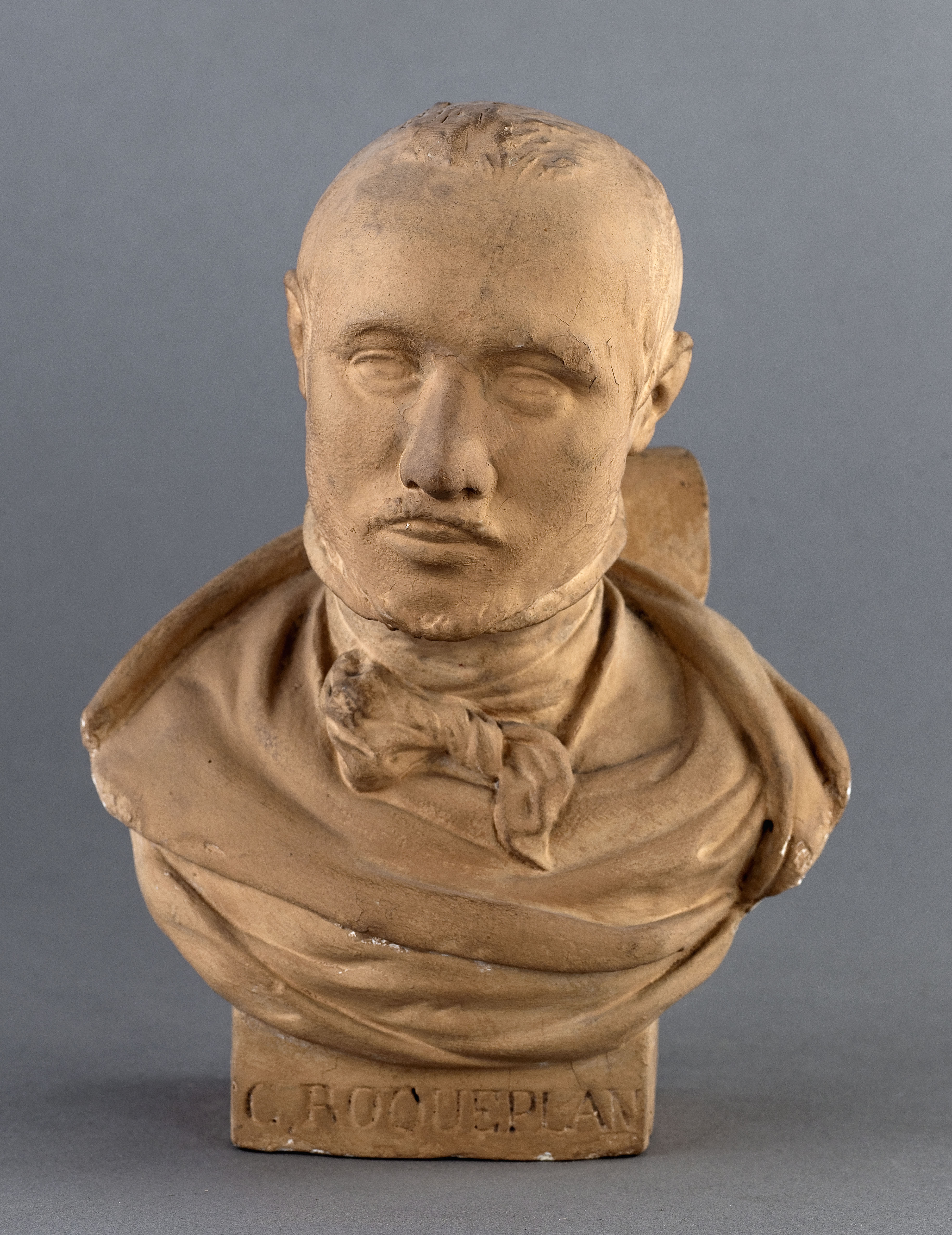 Jean Pierre Dantan, Portrait sérieux du peintre et lithographe, Joseph-Etienne-Camille Roqueplan (1802-1855).
