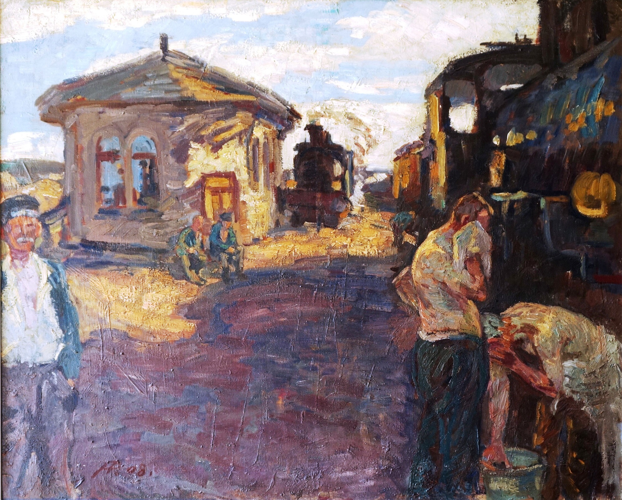 Hermann Pleuer, "Stuttgarter Hauptbahnhof mit Kapelle"