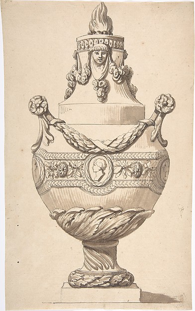 Anonymous, French, 18th century, Urn with Acanthus Base and Flambeaux Top