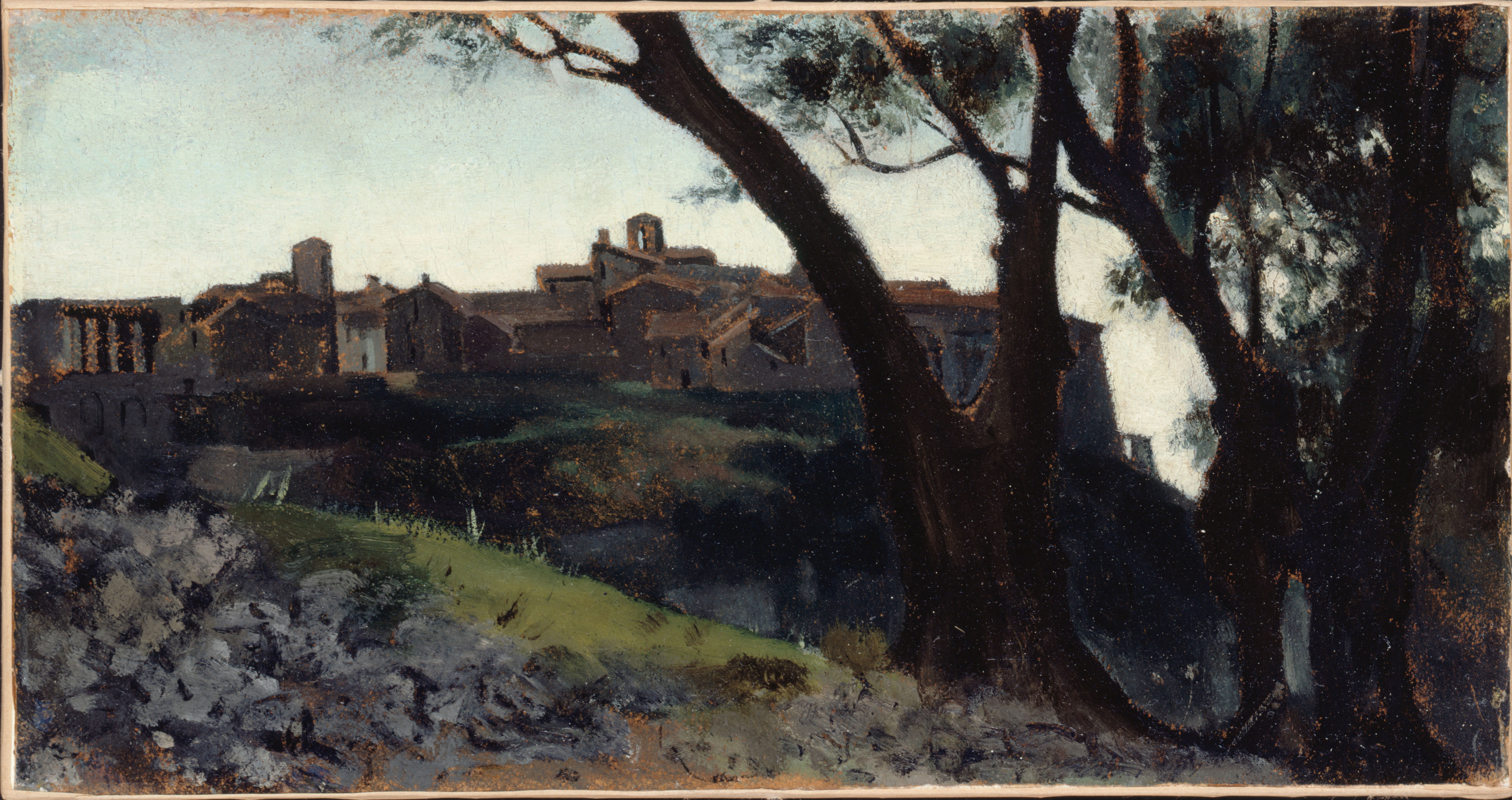 Jean-Jacques Henner, Paysage d'Italie. Village au crépuscule