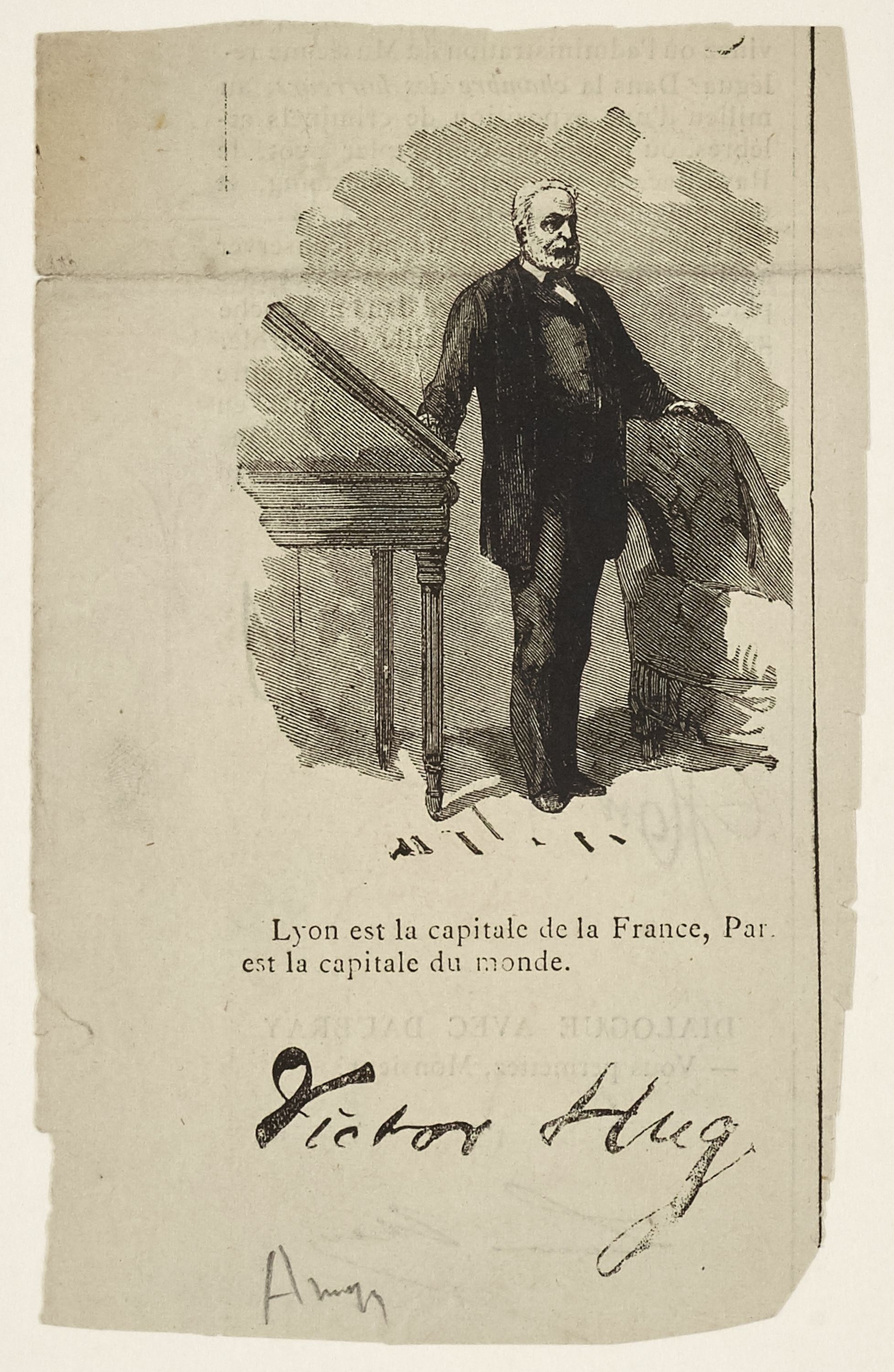 Inconnu, Portrait de Victor Hugo et sa signature