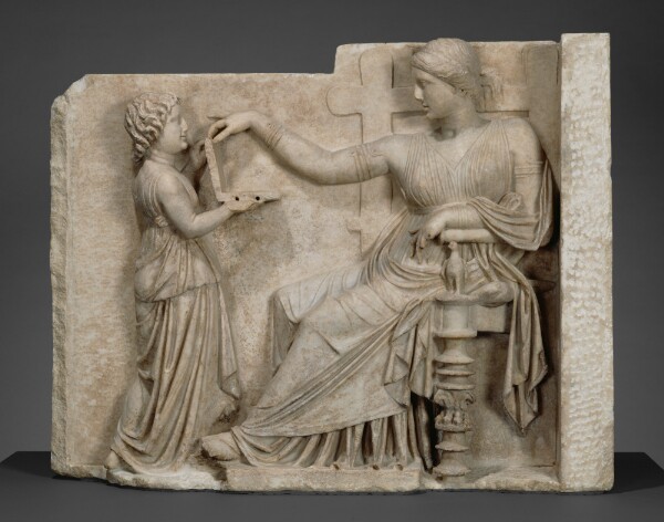 Unknown, Grave Naiskos of an Enthroned Woman with an Attendant