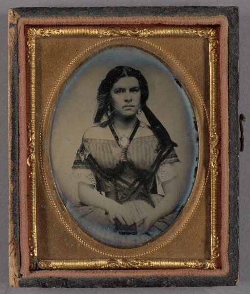 Unknown, [Portrait of a Seated Woman in Bonnet Wearing a Brooch]