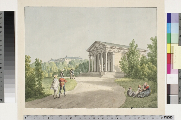 C.W. Eckersberg, Prospekt fra Frederiksberg have ved slottet og Apistemplet