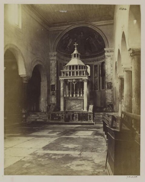 Parker, John Henry, Church and Altar Decorations - Altar and Baldacchino or Canopy over it, with the Confessio under it, in the Church of S. Giorgio in Velabro, c. A.D. 1250.