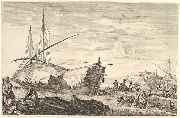 Stefano della Bella, A galley covered in sails, from "Views of the port of Livorno" (Vues du port de Livourne)