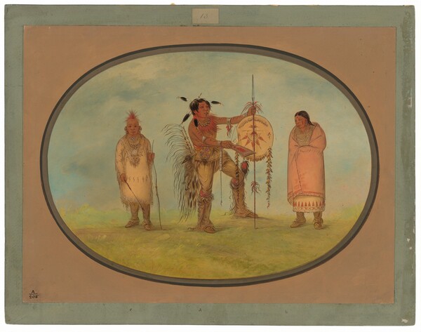 George Catlin, Saukie Warrior, His Wife, and a Boy