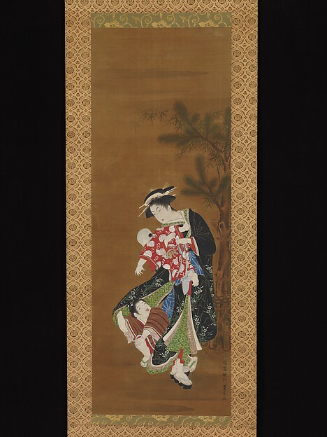 Utagawa Toyoharu, Mother and Children at the New Year