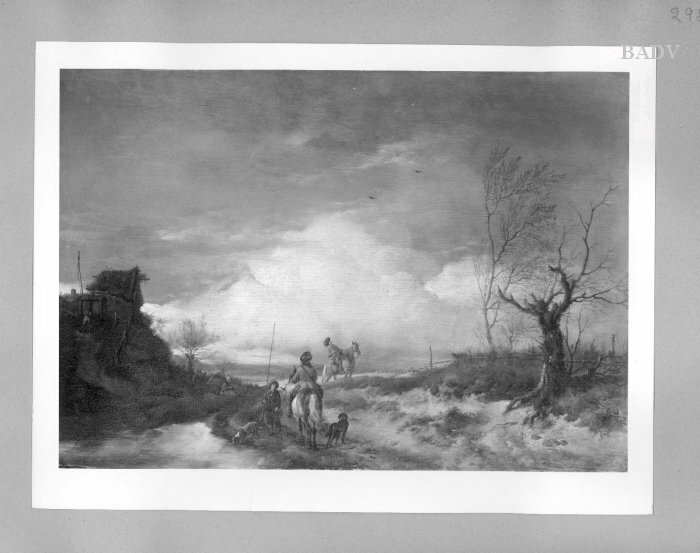 Philips Wouwerman, Dune landscape with horsemen