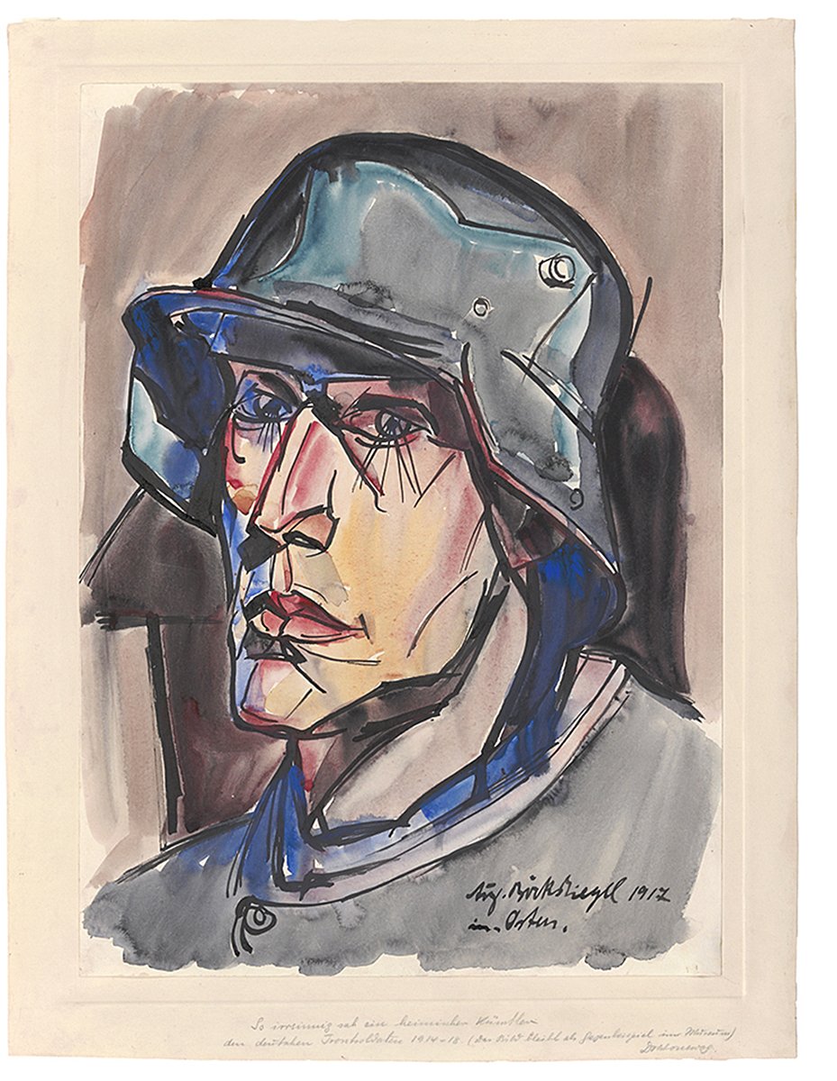 Peter August Böckstiegel, Soldat mit Stahlhelm