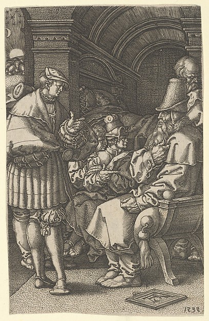 Heinrich Aldegrever, Joseph Explaining His Dreams to Jacob, from "The Story of Joseph"