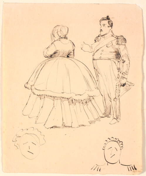 P.C. Skovgaard, Karikatur af Frederik VII og Grevinde Danner; forneden af Christian VIII.