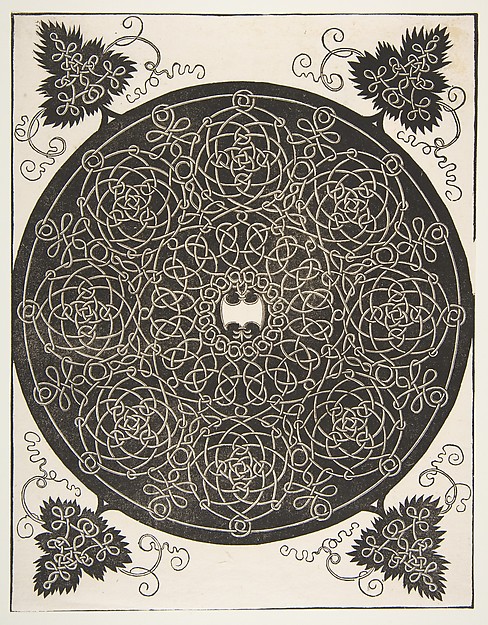 Albrecht Dürer, “The Third Knot”. Interlaced Roundel with Eight Wreaths and a Scalloped Shield in its Center