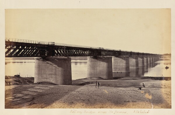 Samuel Bourne, Allahabad; The Railway Bridge across the Jumna, Closer View