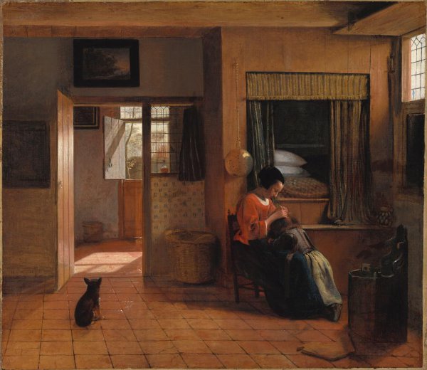 Pieter de Hooch, A Mother Delousing her Child’s Hair, Known as ‘A Mother’s Duty’