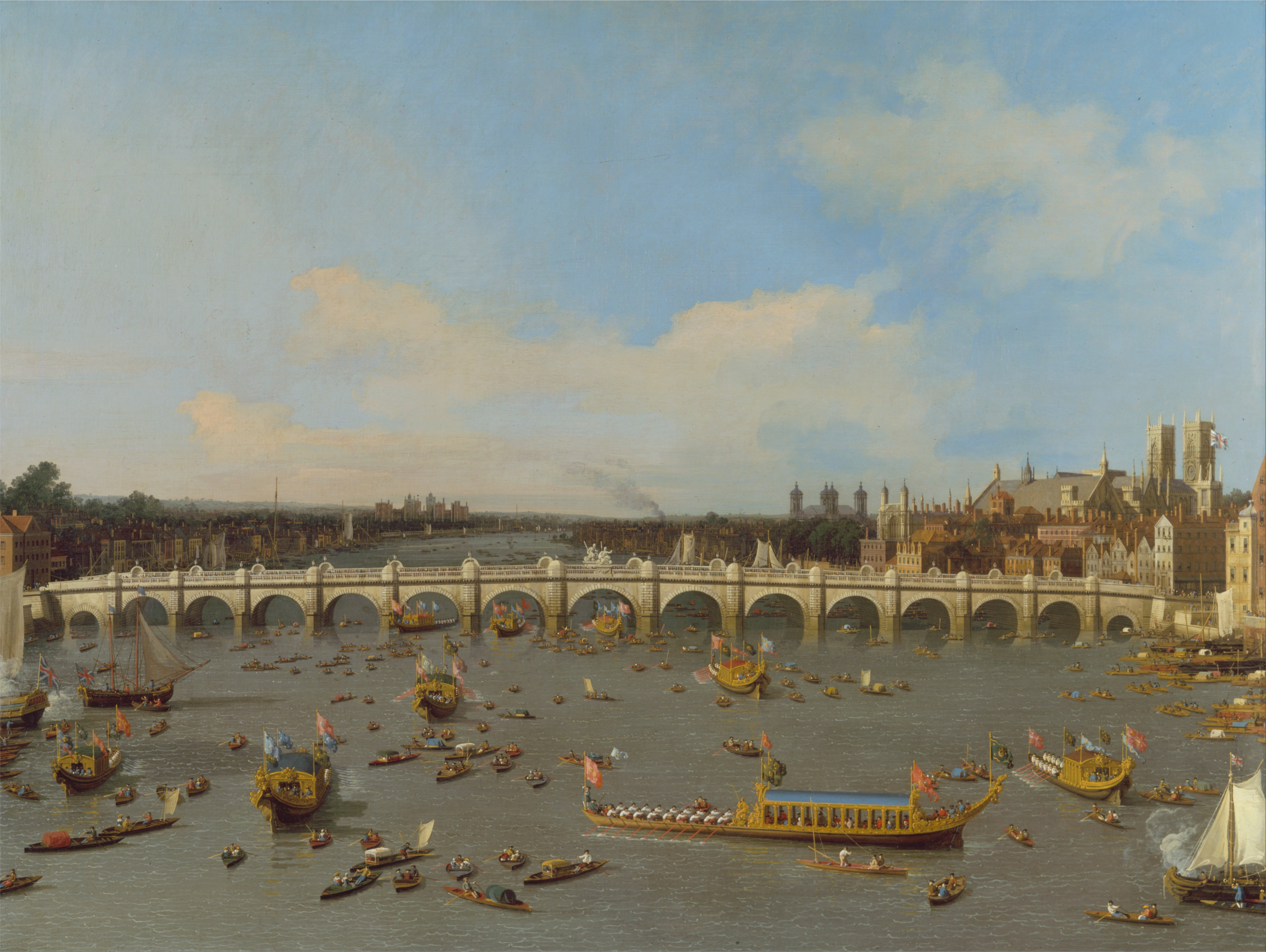 Canaletto, Westminster Bridge, with the Lord Mayor's Procession on the Thames